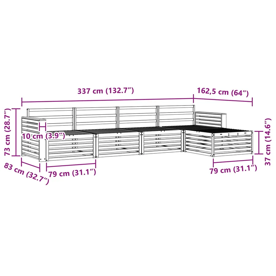 Ensemble de canapés d'extérieur 5 pc Blanc - 7