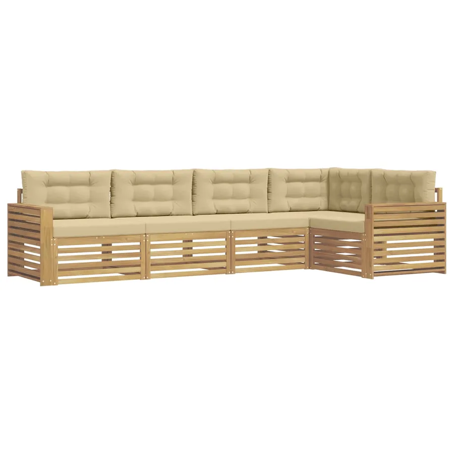 Ensemble de canapés d'extérieur 5 pc Blanc et Beige Polyester - 2