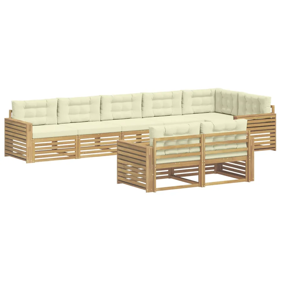 Ensemble de canapés d'extérieur 8 pc Blanc et crème Polyester - 2