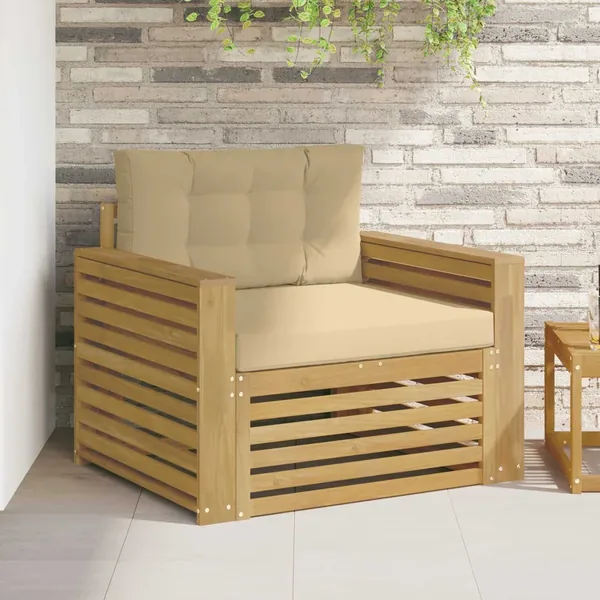 Canapé d’extérieur Polyester Blanc et Beige