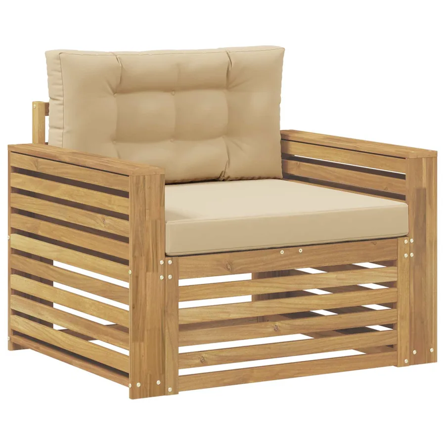 Canapé d’extérieur Polyester Blanc et Beige - 2