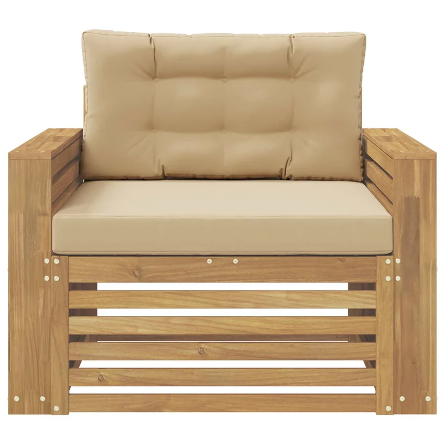 Canapé d’extérieur Polyester Blanc et Beige - 3