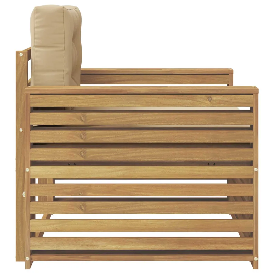 Canapé d’extérieur Polyester Blanc et Beige - 4