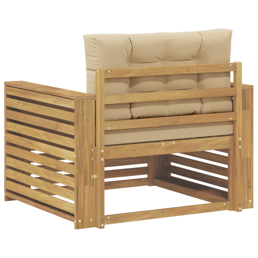 Canapé d’extérieur Polyester Blanc et Beige - 5