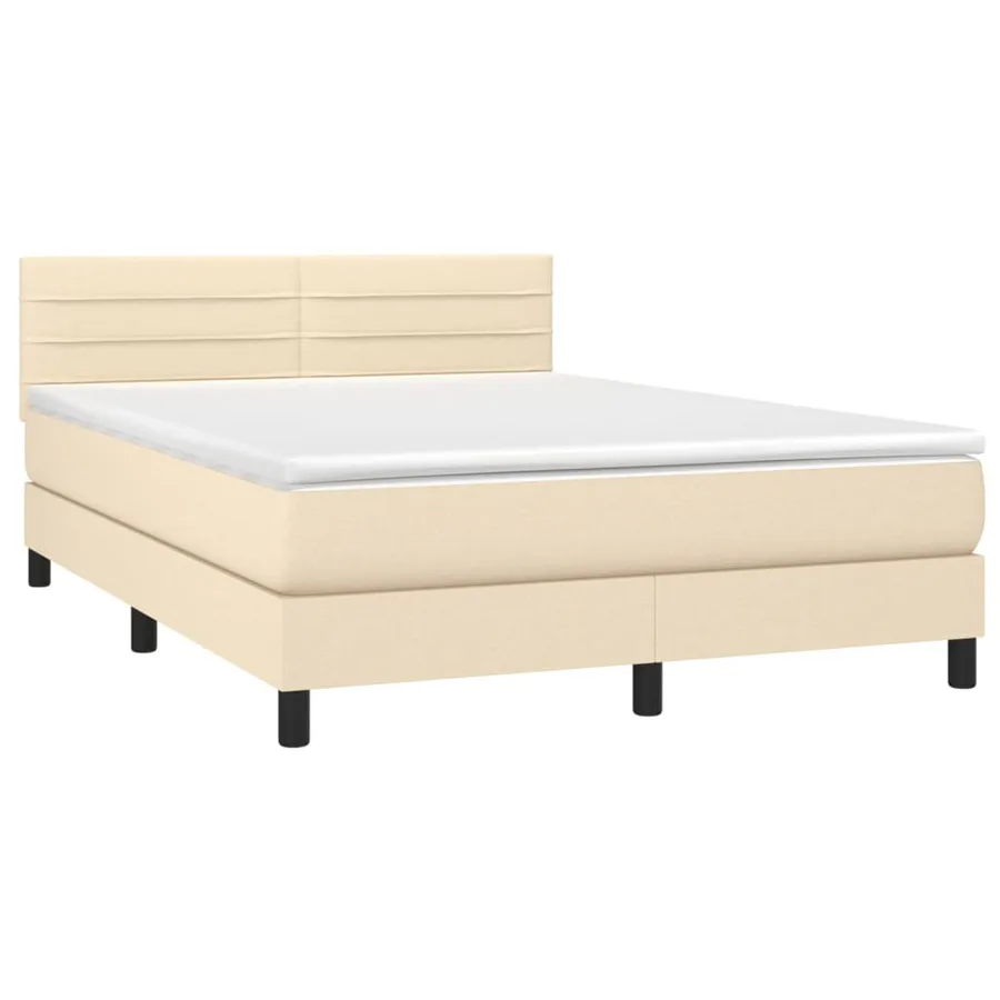 Sommier à lattes de lit avec matelas LED Crème 140x200 cm Tissu - 3