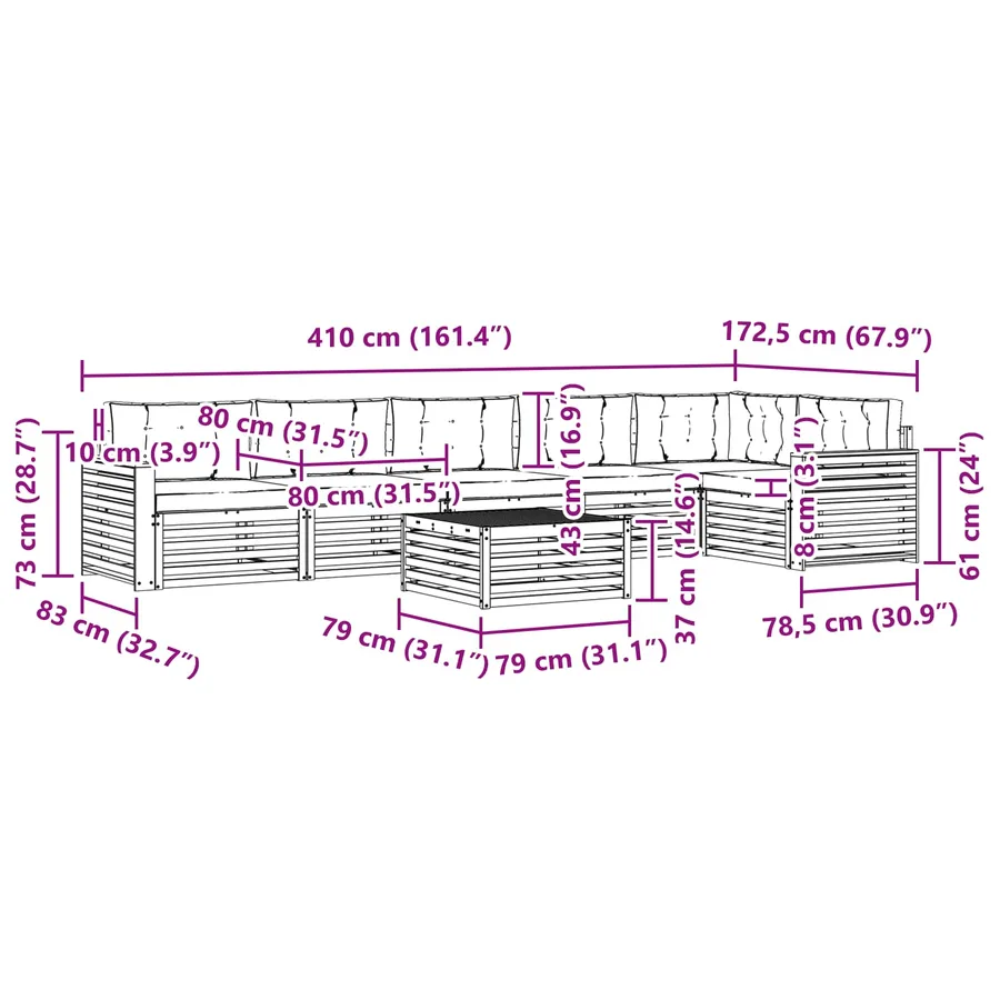 Ensemble de canapés d'extérieur 7 pc Blanc et anthracite - 8