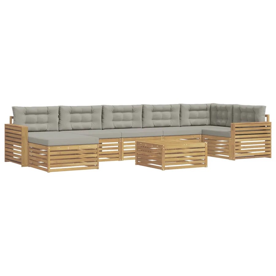 Ensemble de canapés d'extérieur 8 pc Blanc et gris clair - 2
