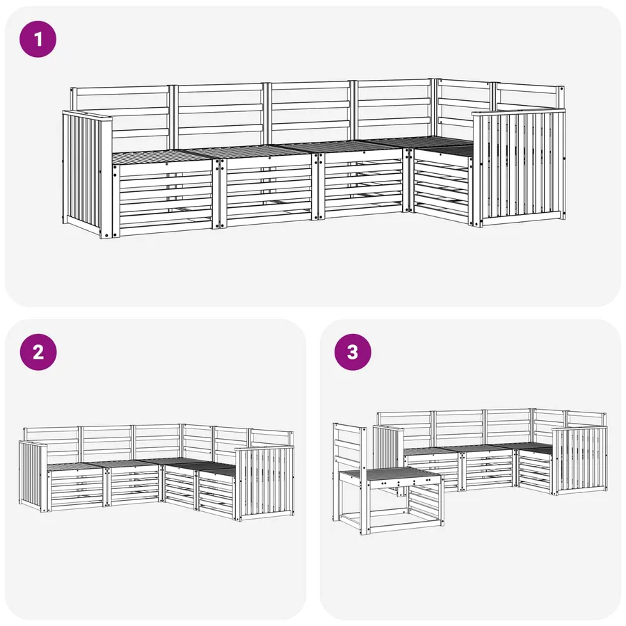 Ensemble de canapés d'extérieur 5 pcs Blanc 247 x 128,5 x 73 cm - 6