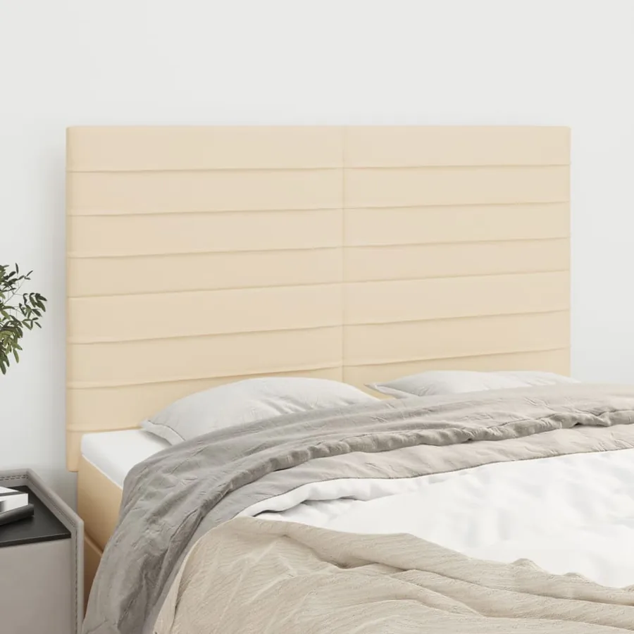 Tête de lit Crème 144x5x118/128 cm Tissu