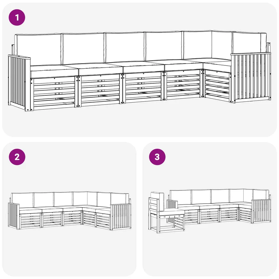 Ensemble de canapés d'extérieur 6 pcs Blanc et anthracite - 7