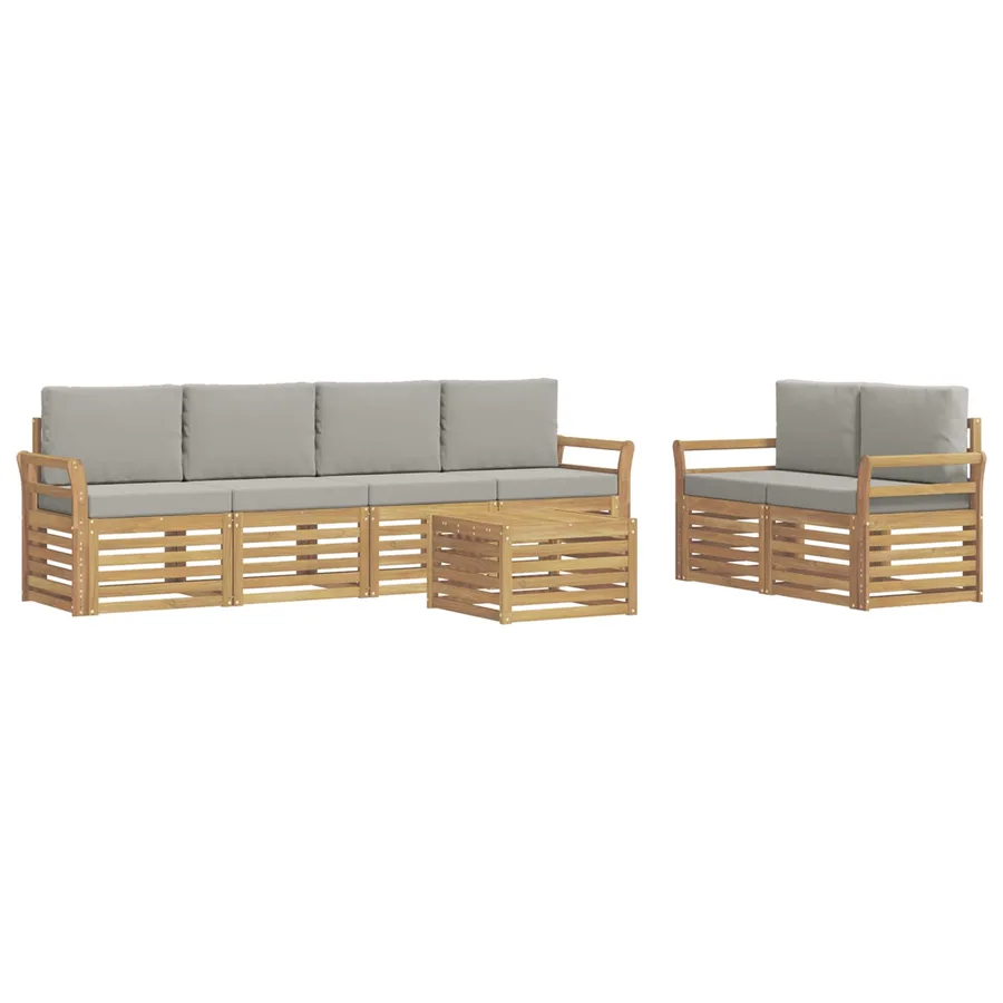 Ensemble de canapés d'extérieur 7 pcs Blanc et gris clair - 2