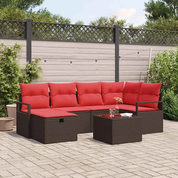 Ensemble de canapé de jardin avec coussin polyrotin