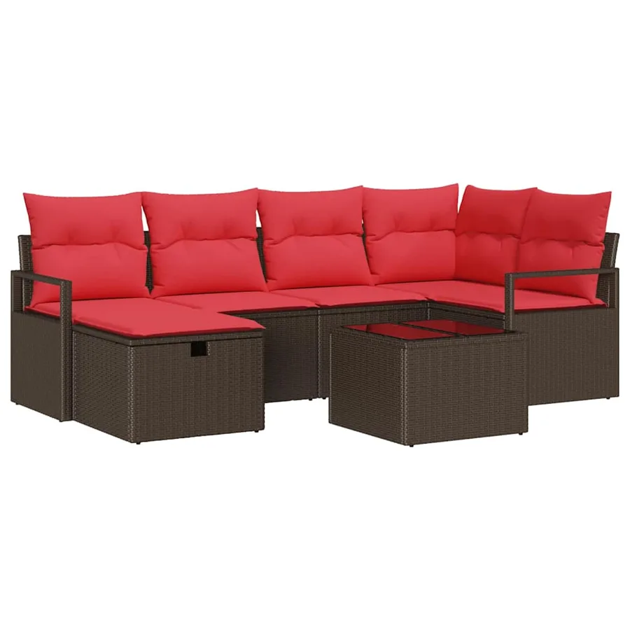 Ensemble de canapé de jardin avec coussin polyrotin - 2