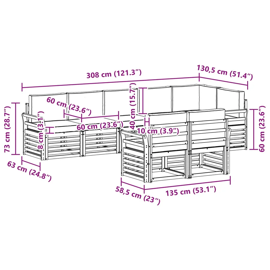 Ensemble de canapés d'extérieur 8 pcs Blanc et anthracite - 8
