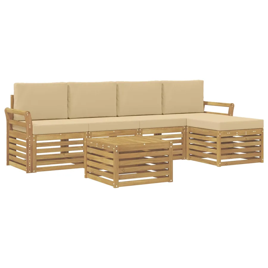 Ensemble de canapés d'extérieur 6 pcs Blanc et Beige - 2