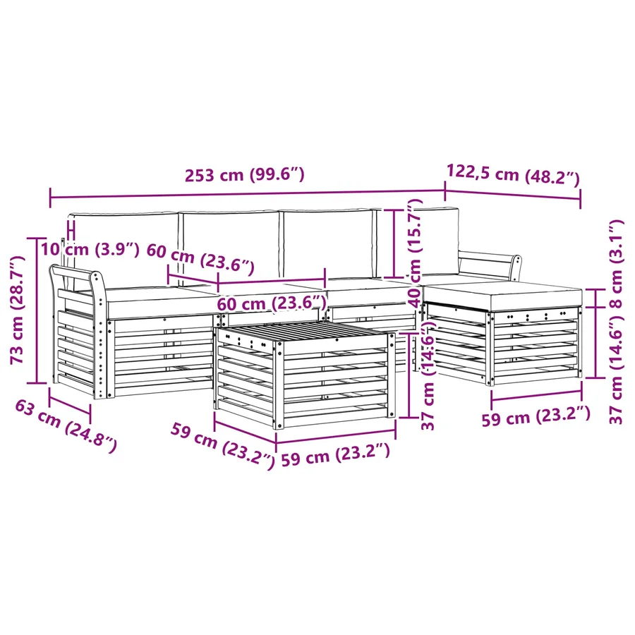 Ensemble de canapés d'extérieur 6 pcs Blanc et Beige - 7