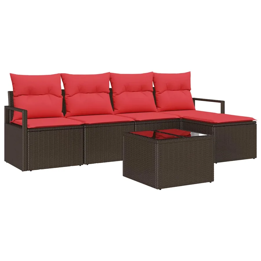 Ensemble de Canapés 6 pcs Marron et rouge polyrotin - 2
