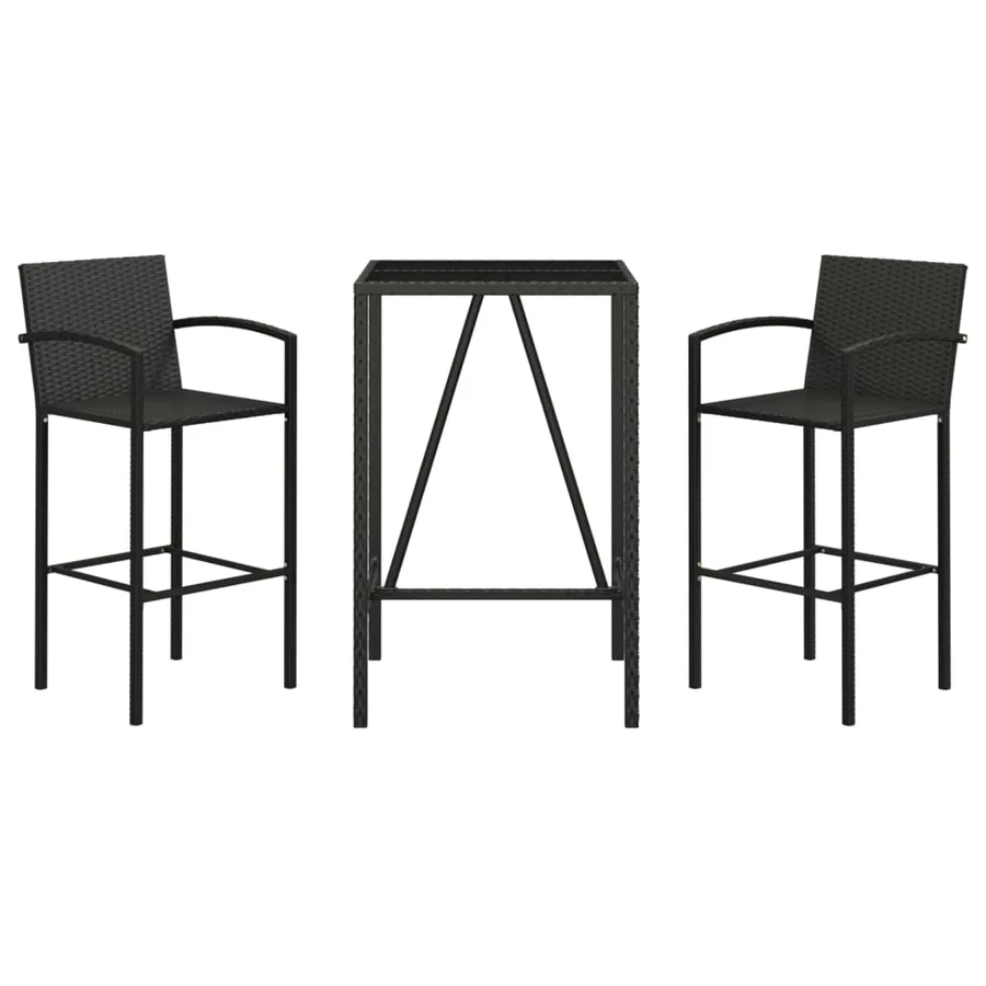 Ensemble de bar de jardin 3 pcs noir résine tressée - 3