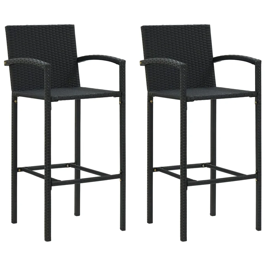 Ensemble de bar de jardin 3 pcs noir résine tressée - 4