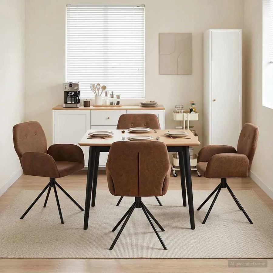Chaises de salle à manger pivotantes 4 pcs Simili daim Marron