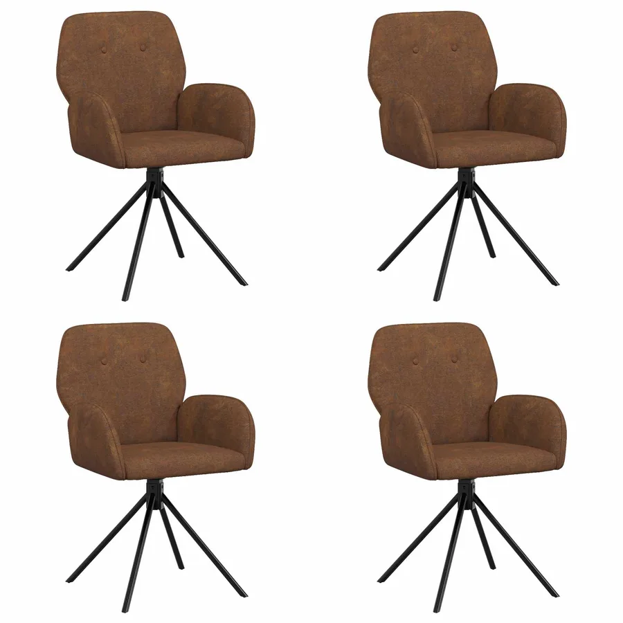 Chaises de salle à manger pivotantes 4 pcs Simili daim Marron - 2