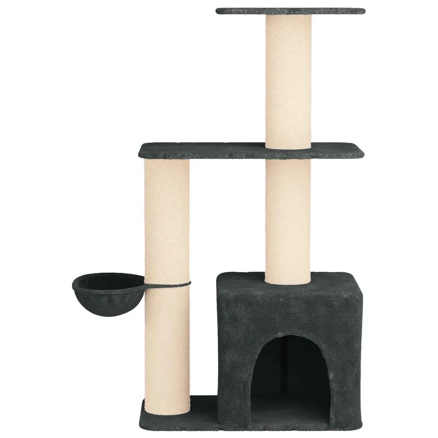 Arbre à chat avec poteaux à griffer en sisal Gris foncé 133 cm - 4