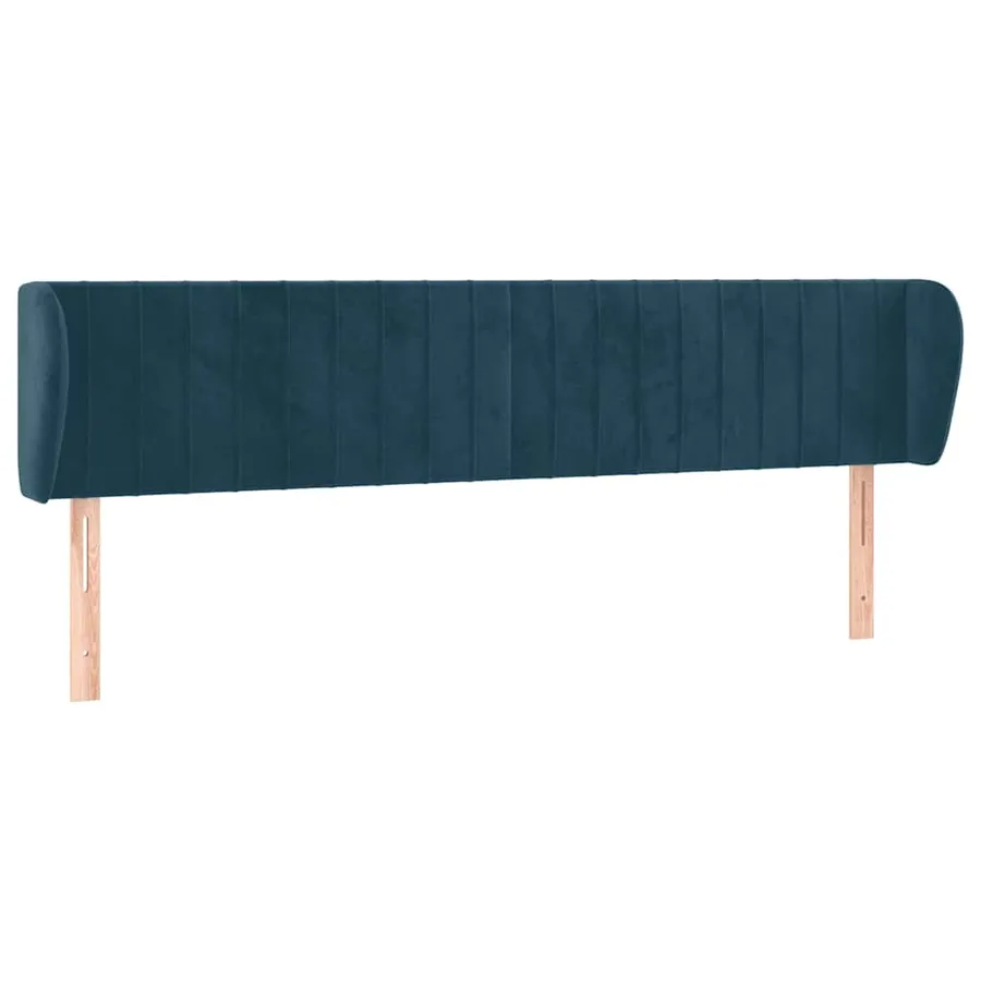 Tête de lit avec oreilles Bleu foncé 183x23x78/88 cm Velours - 2