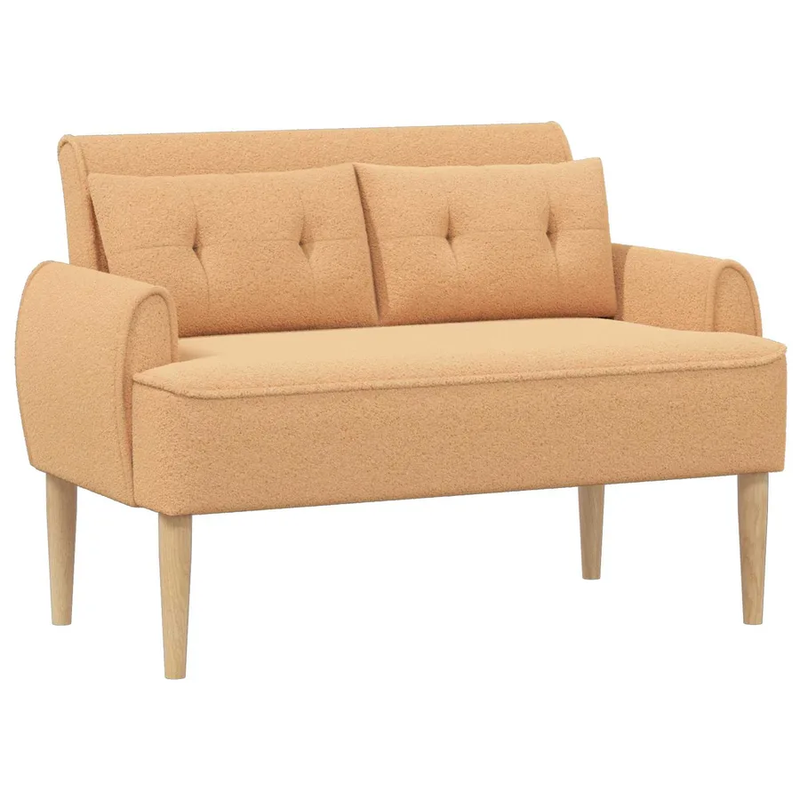 Canapé love seat avec capitonnage en boutons Beige Bouclé - 2