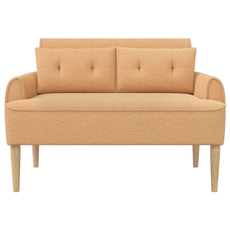 Canapé love seat avec capitonnage en boutons Beige Bouclé - 3