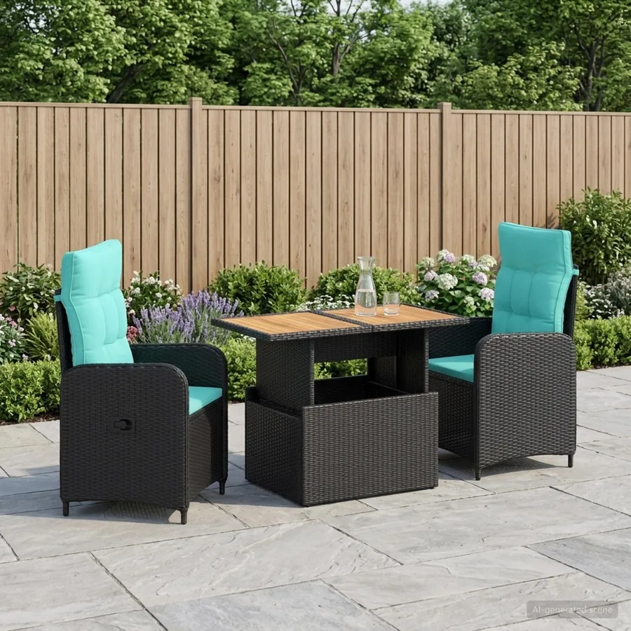 Ensemble de repas extérieur 3 pcs polyrotin