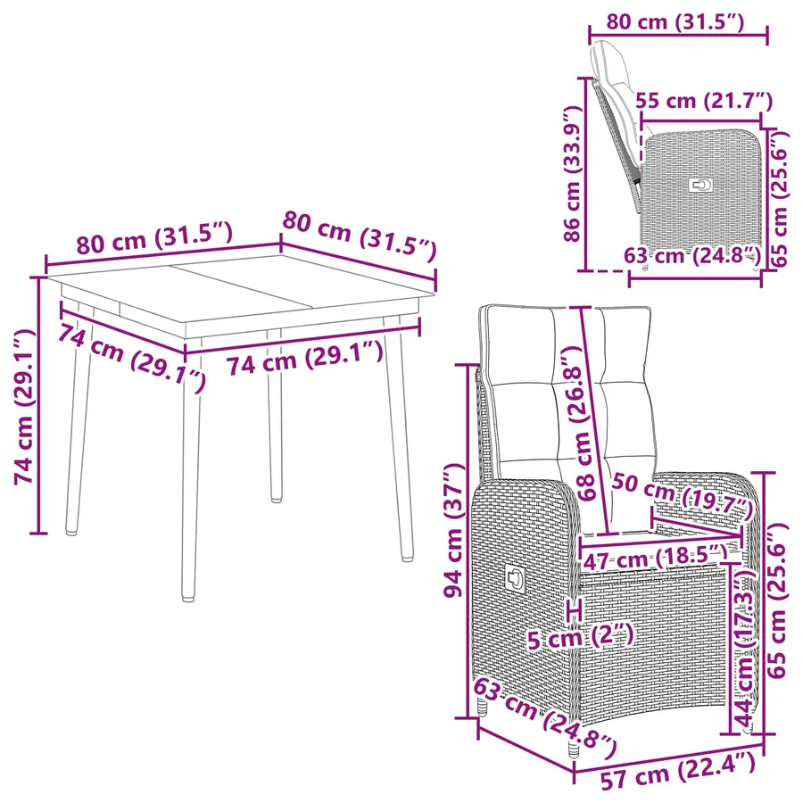 Ensemble de Tables Basses avec coussin avec oreiller 3 pcs - 11