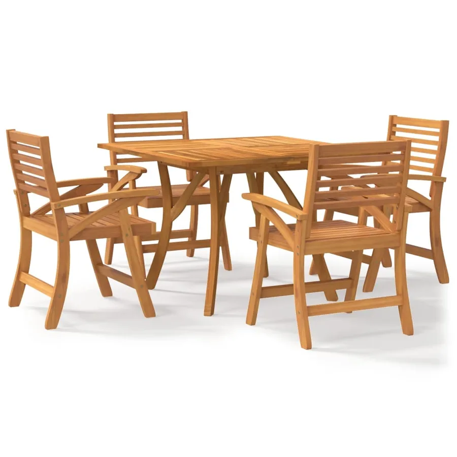 Ensemble à manger de jardin 5 pcs Bois d'acacia solide - 2
