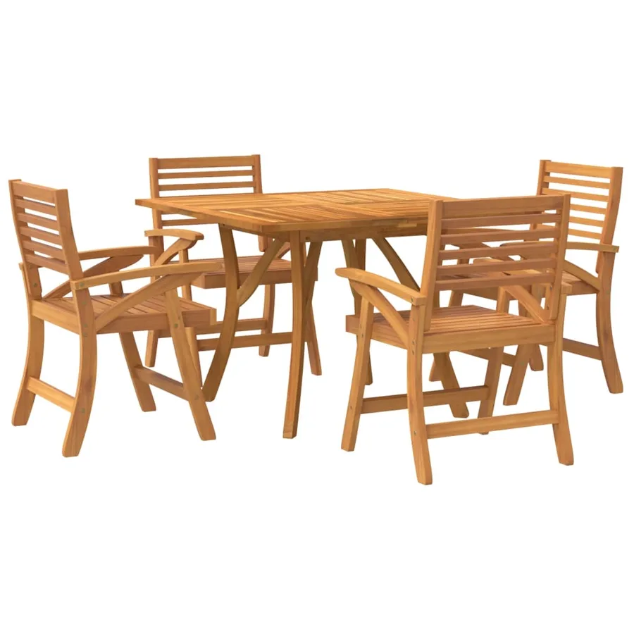 Ensemble à manger de jardin 5 pcs Bois d'acacia solide - 3