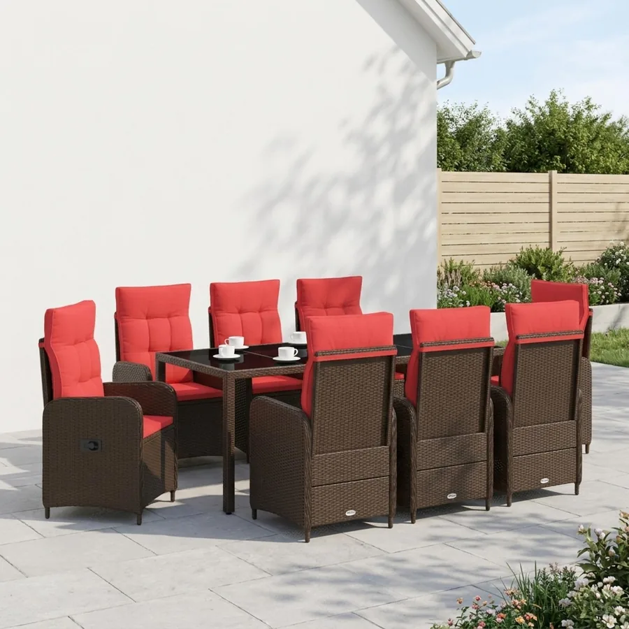 Ensemble de repas extérieur 9 pcs polyrotin