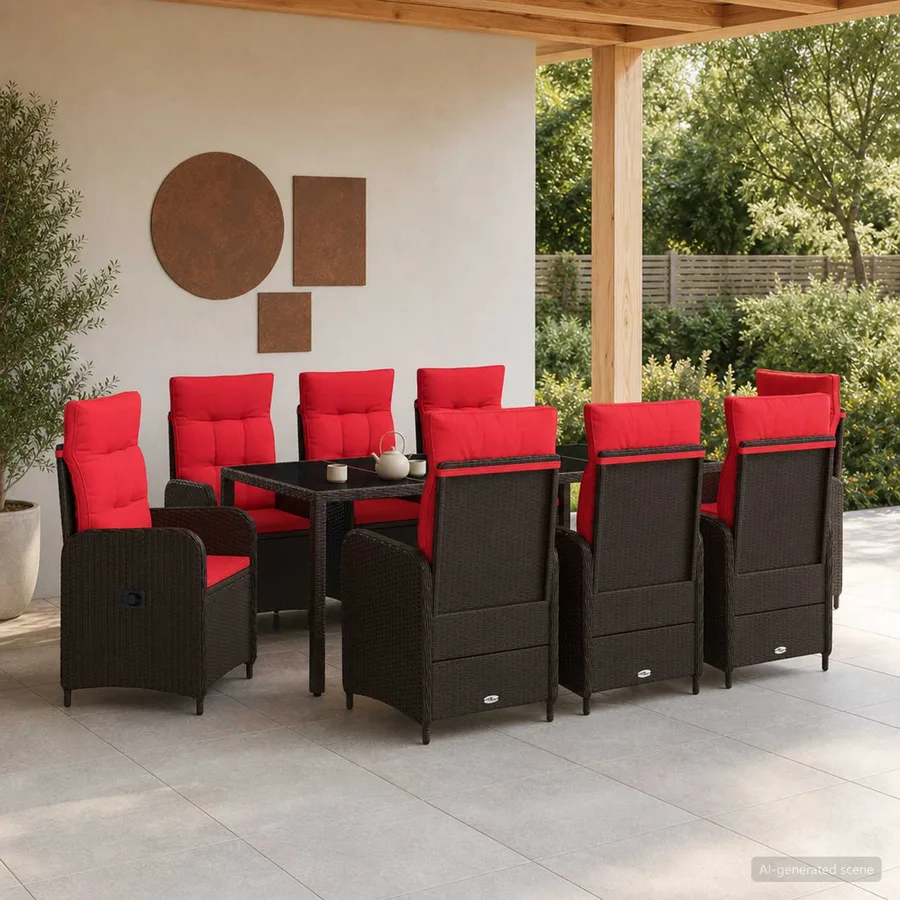 Ensemble de repas extérieur 9 pcs polyrotin - 4