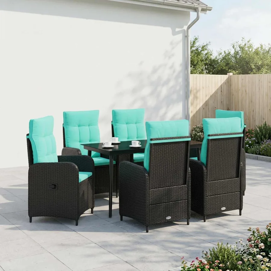 Ensemble de Tables Basses avec coussin avec oreiller 7 pcs
