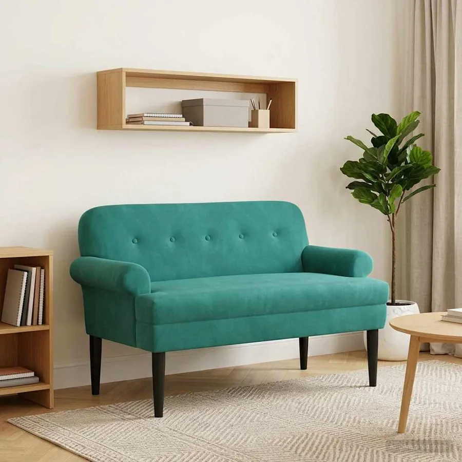 Canapé love seat avec capitonnage en boutons Turquoise Velours