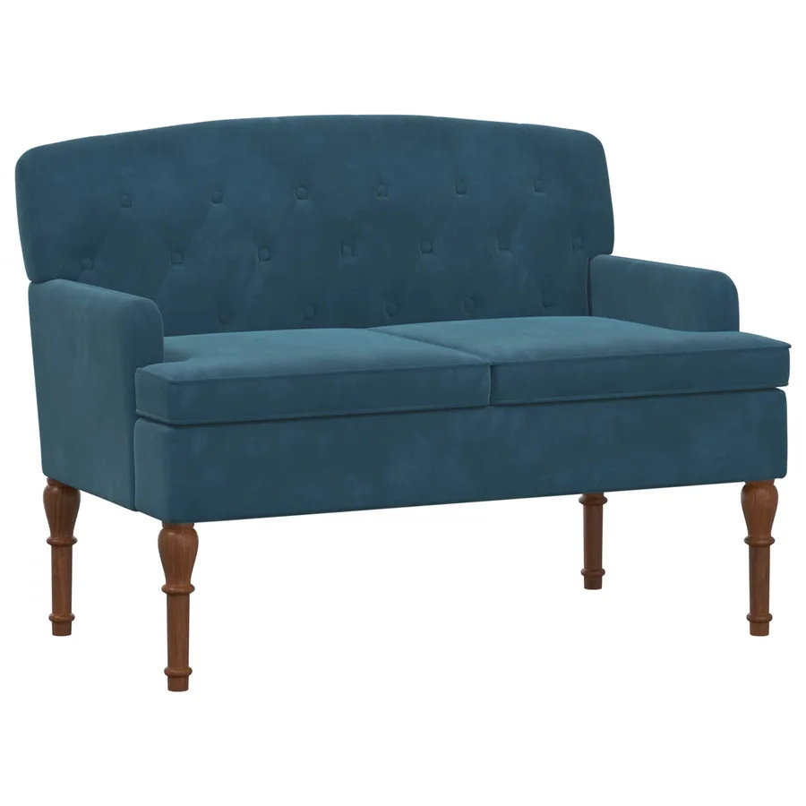 Canapé love seat avec capitonnage en boutons Bleu Velours - 2