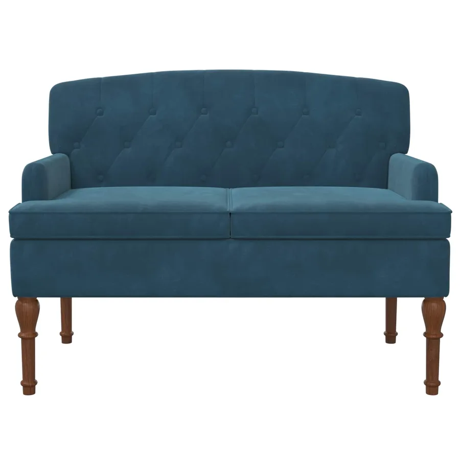 Canapé love seat avec capitonnage en boutons Bleu Velours - 3