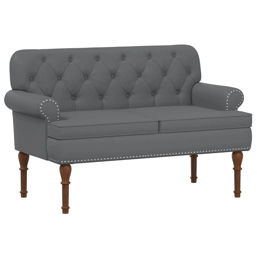 Canapé love seat avec capitonnage en boutons Gris Simili cuir - 2