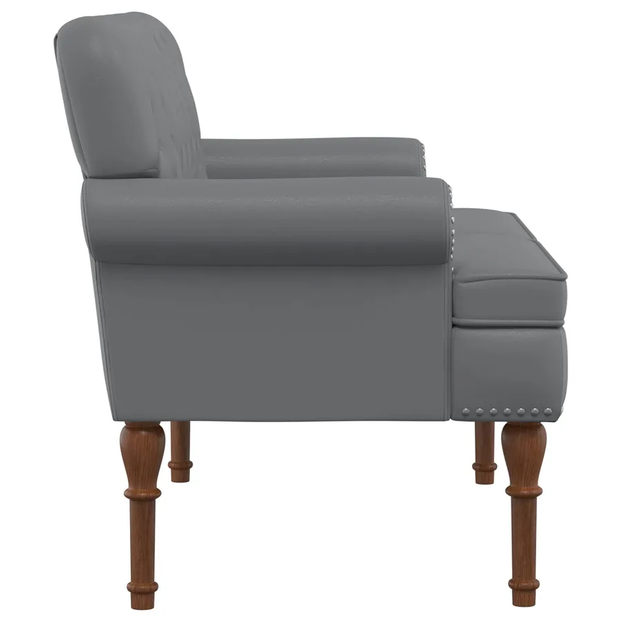 Canapé love seat avec capitonnage en boutons Gris Simili cuir - 4