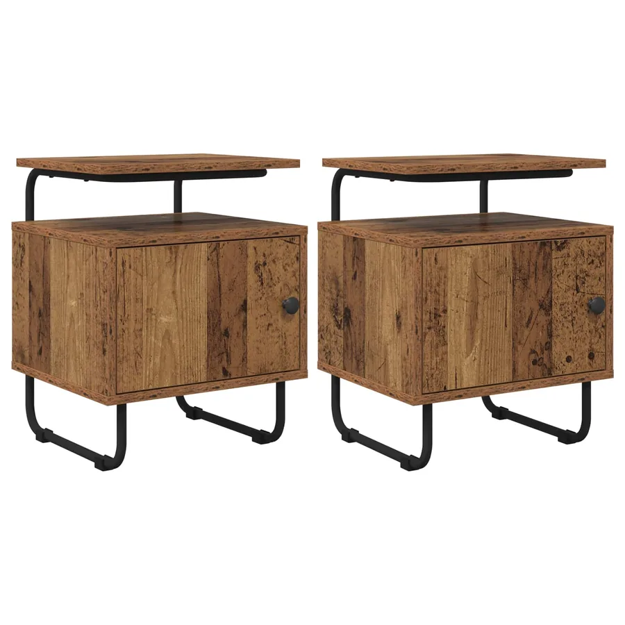 Table de chevet 2 pc Bois ancien Bois d'ingénierie