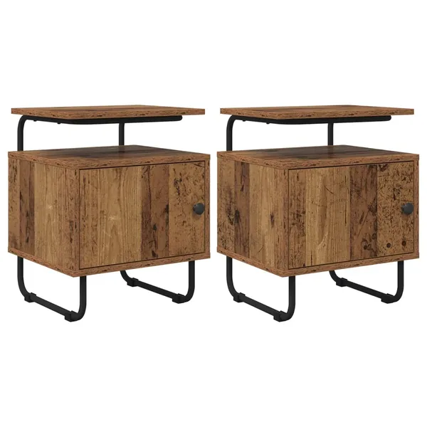 Table de chevet 2 pc Bois ancien Bois d'ingénierie