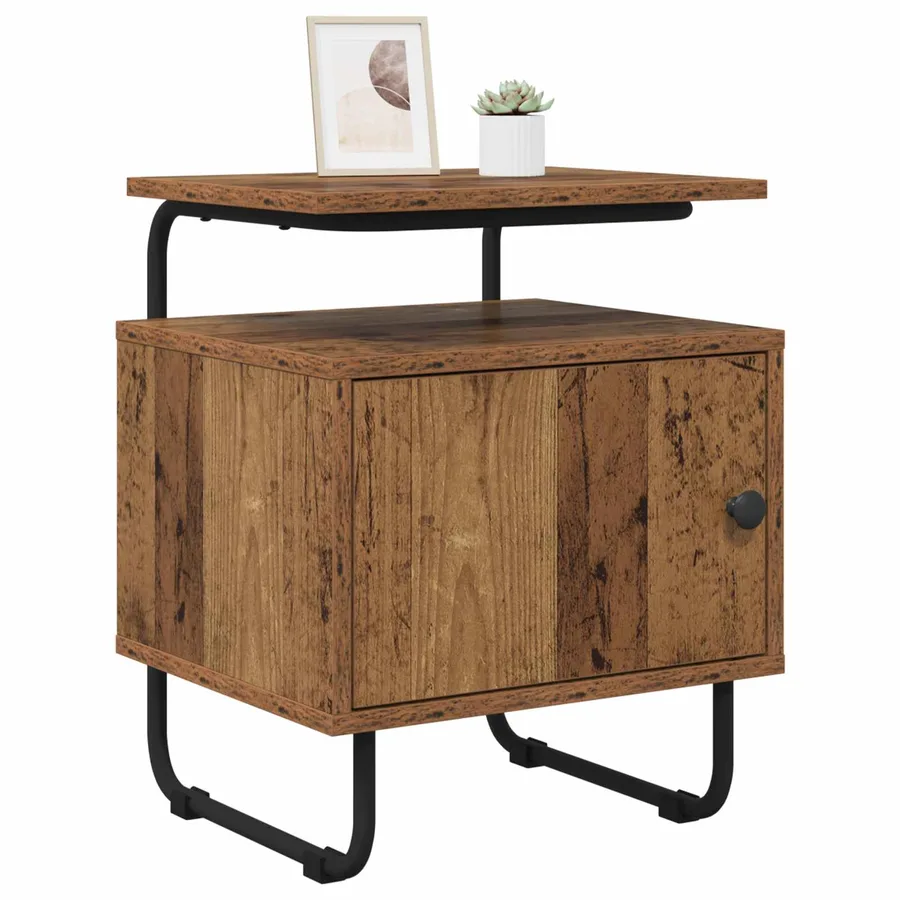Table de chevet 2 pc Bois ancien Bois d'ingénierie - 2