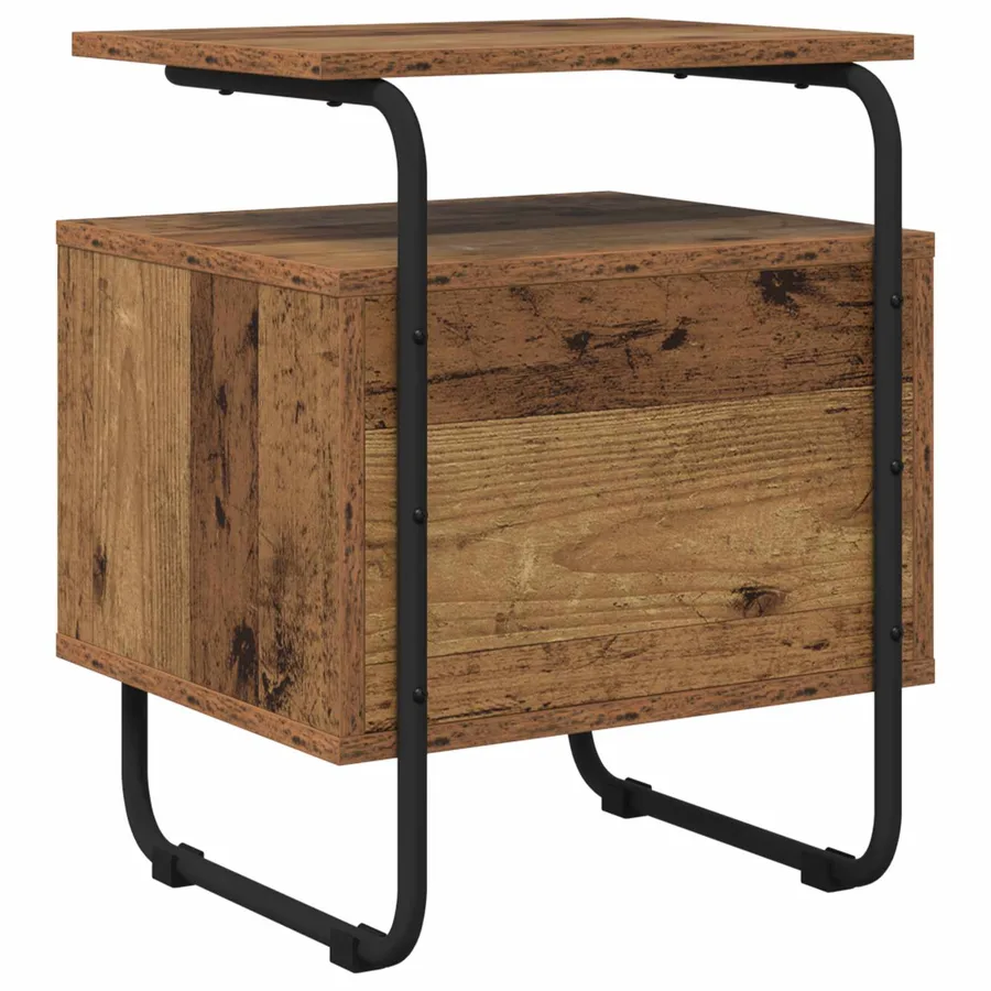 Table de chevet 2 pc Bois ancien Bois d'ingénierie - 7