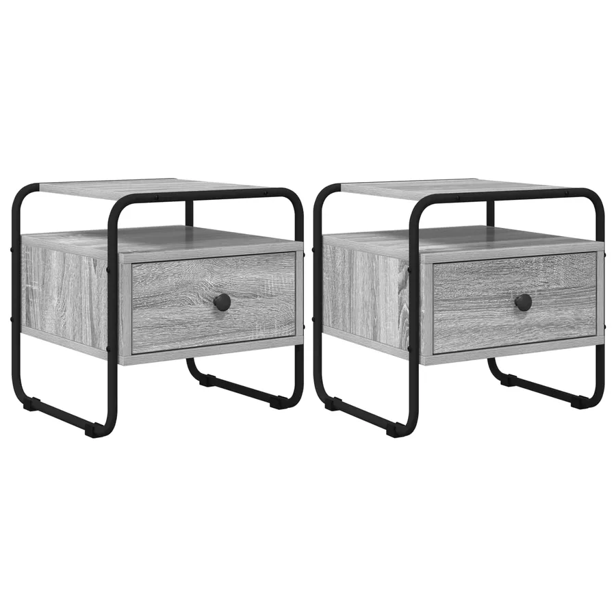 Table de chevet 2 pc Sonoma gris Bois d'ingénierie - 2