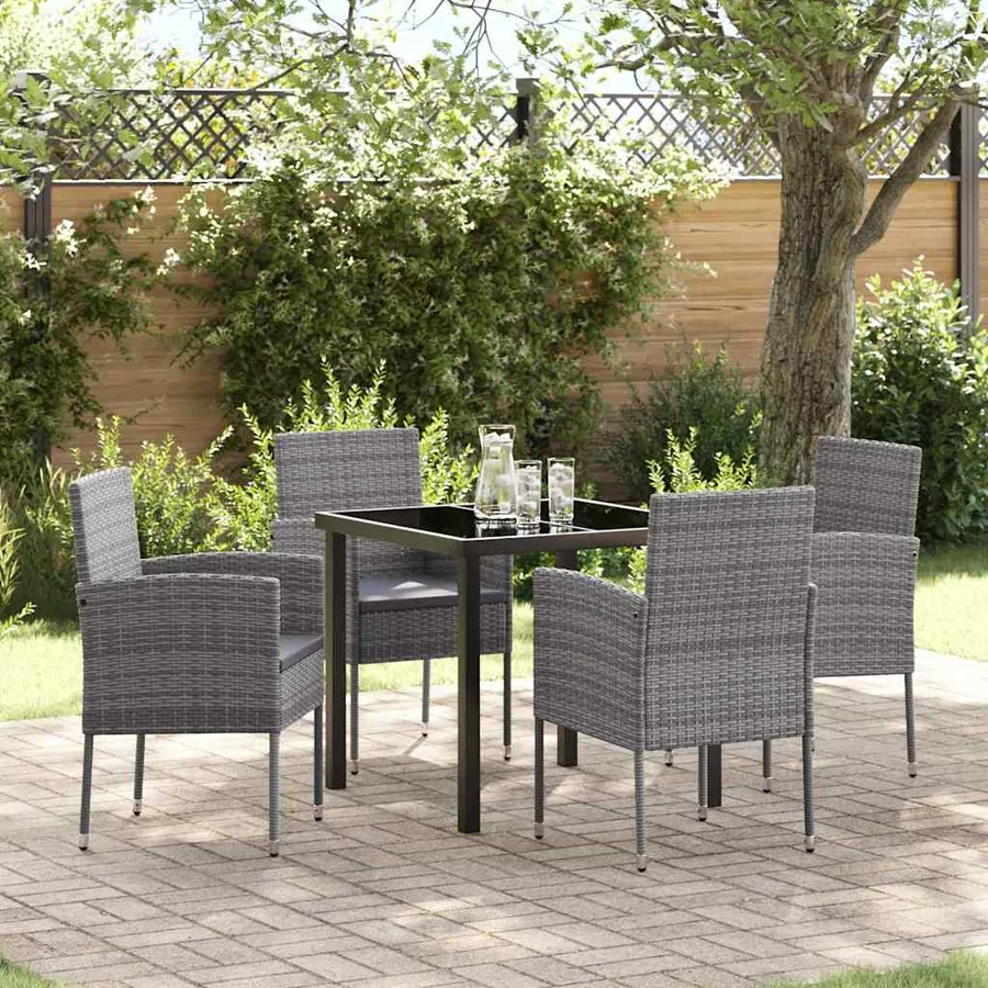 Ensemble de salle à manger pour jardin 5 pcs Gris polyrotin