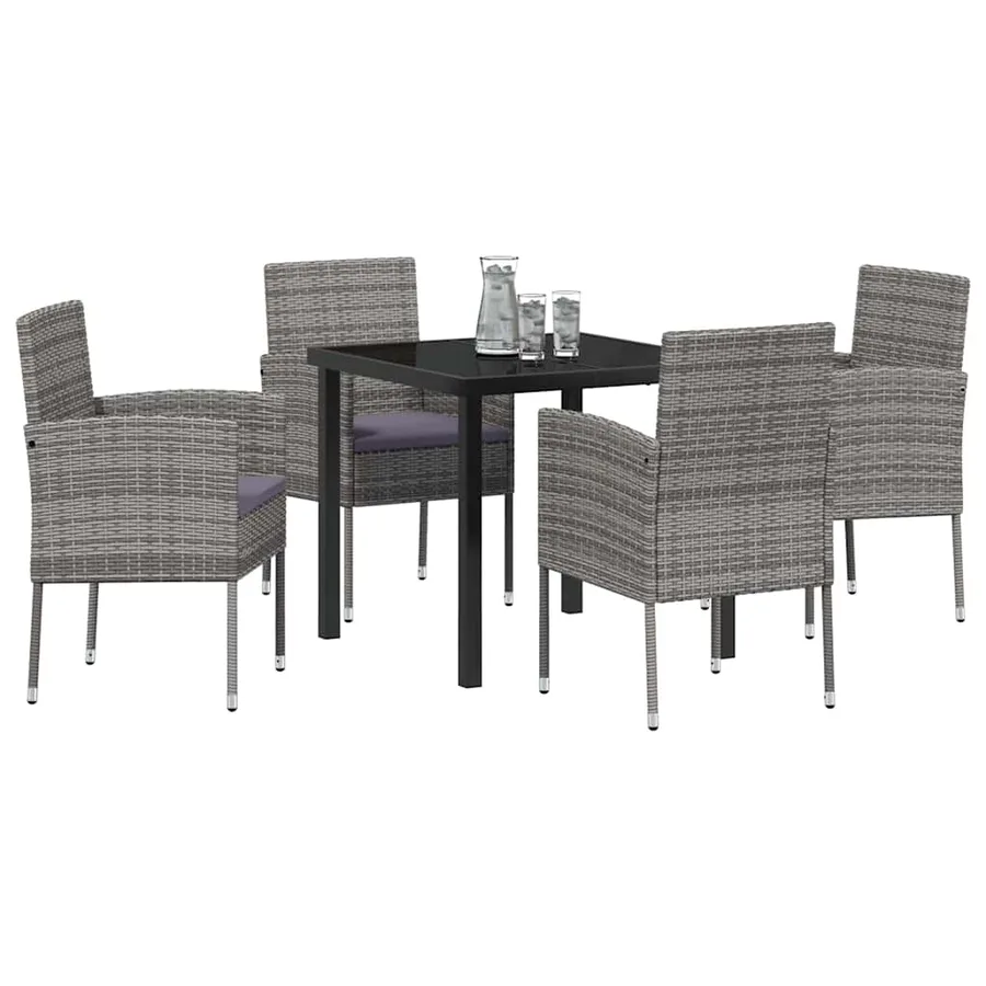 Ensemble de salle à manger pour jardin 5 pcs Gris polyrotin - 3