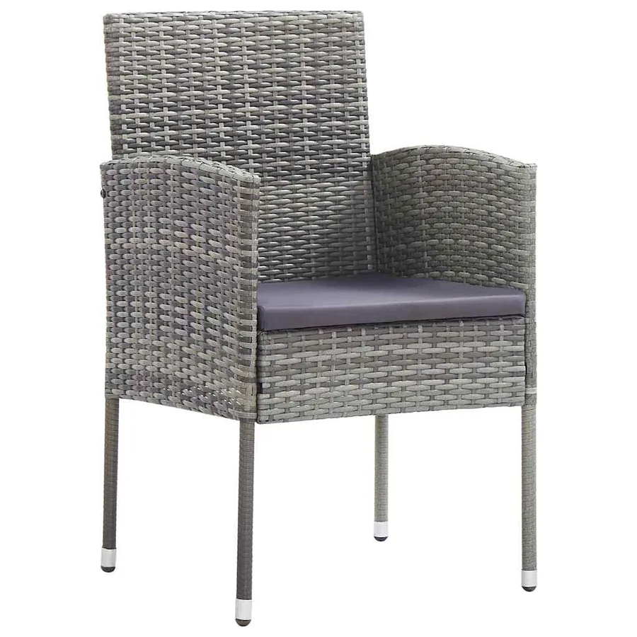 Ensemble de salle à manger pour jardin 5 pcs Gris polyrotin - 6
