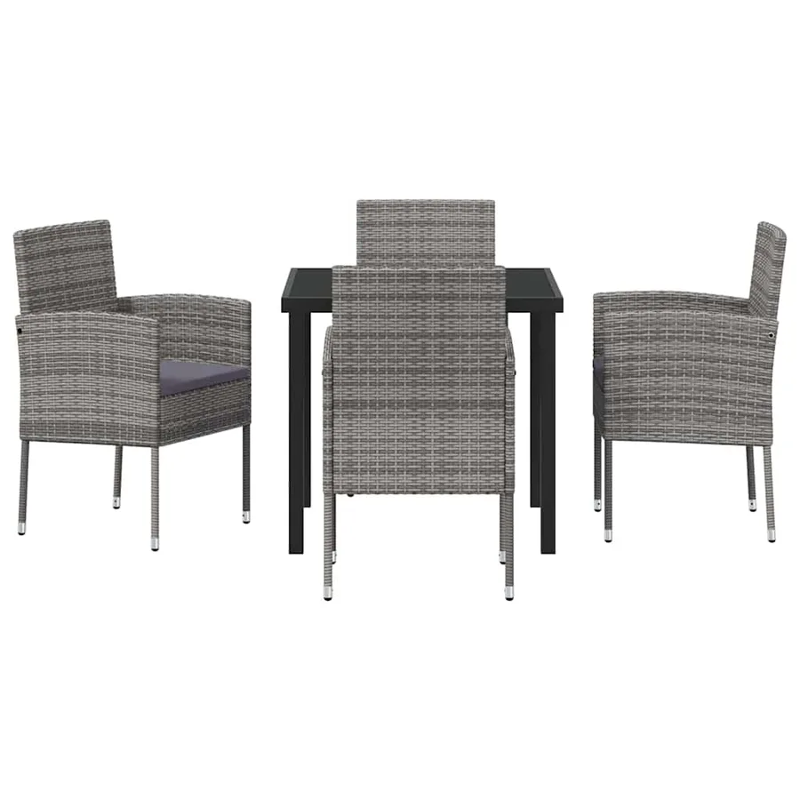 Ensemble de salle à manger pour jardin 5 pcs Gris polyrotin - 7
